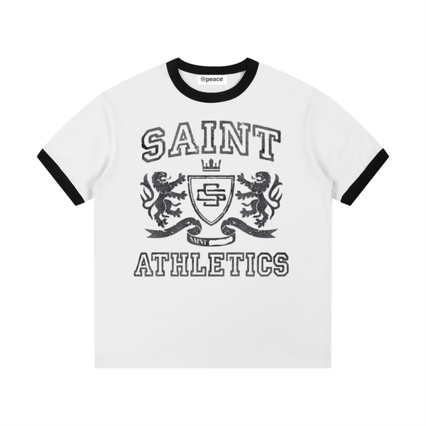 white saints athletics tee